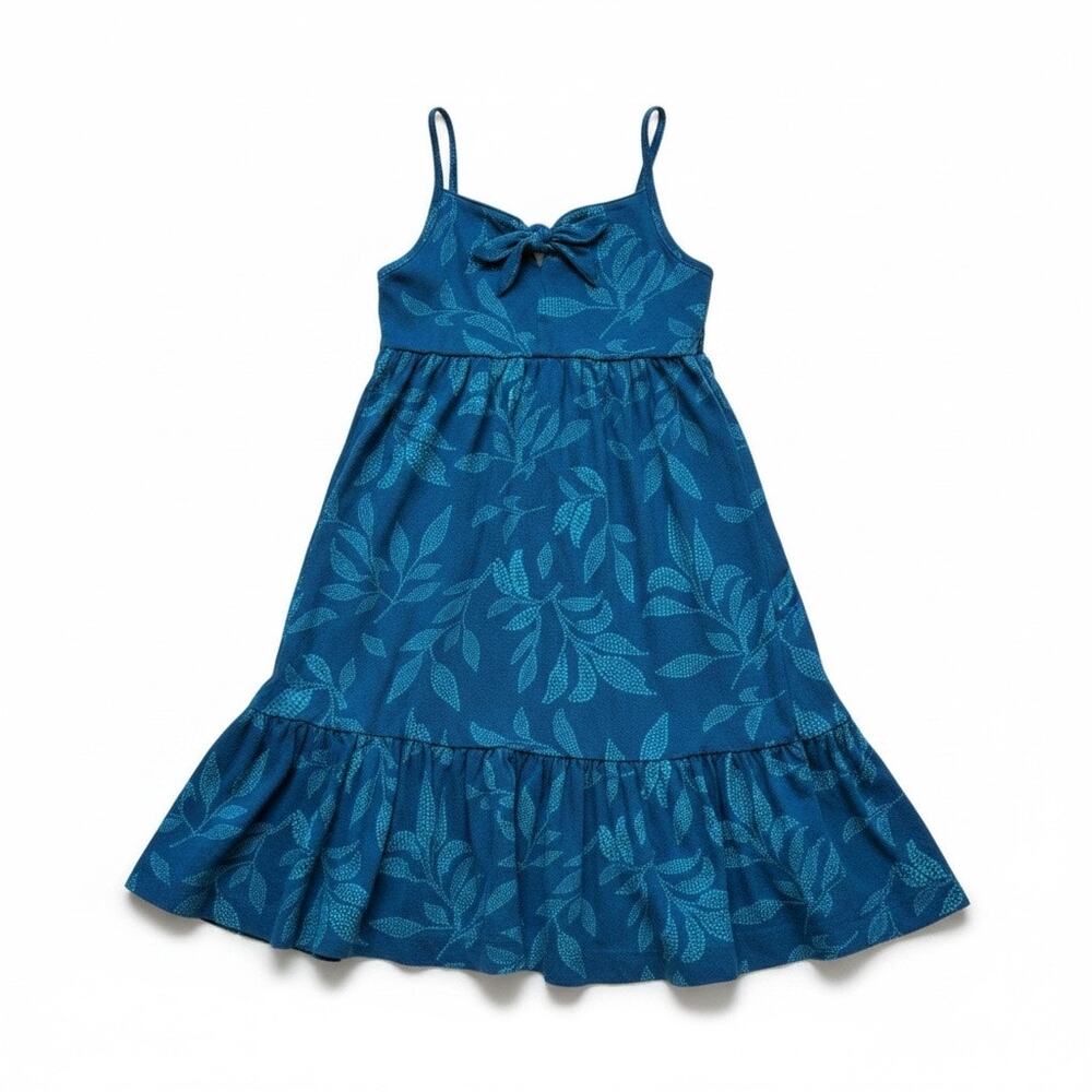 Crewcuts girls size 6 Jungle-Print Blue sleeveless tiered ruffle midi Dress